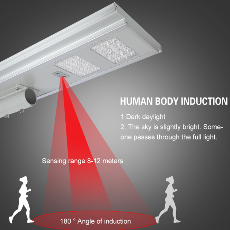 Sensor inteligente IP65 impermeable al aire libre de 100w 150w 200w todo en uno integrado Luz de calle solar led