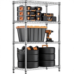 1250 lbs Schwerlast-Stahlregal mit 5 Ebenen, Modernes Mehrzweck-Regalsystem, Bodenmontierter Organizer, Drahtgestell für Zuhause, Küche, Büro, Chrom - Product Image 1