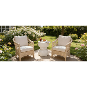 Mesa Auxiliar de Hormigón para Exteriores, Taburete Decorativo Redondeado para Jardín, Uso en Interiores y Exteriores - Product Image 4