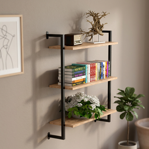 metal wood wall <b>shelf</b> wall mounted <b>shelf</b> modern wall <b>shelf</b> 3 tier wall <b>shelf</b> decorative wall <b>shelf</b> wooden wall <b>shelf</b> - Product Image 4