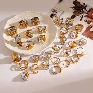 yunnique Geometric Stainless Steel <b>Ring</b> Vacuum Gold Plated 18k Women's Fashion Party Jewelry - Product Image 3