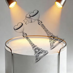 Silver Plating Stud Earrings with Zircon <strong>Stars</strong> and Moon Flower Heart Shape <strong>Pendant</strong> for Women Engagement Wedding DIY Jewelry - Product Image 6