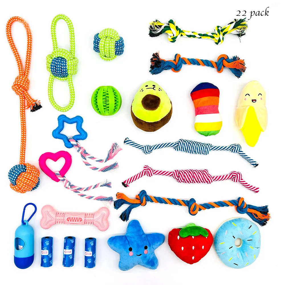 Hot Sale Pet Speelgoed Set 12 Pack Hond Kauwtouw Huisdier Accessoires Set Custom Puppy Cat Pluche Piepspeelgoedsets Voor Honden Katten Groothandel