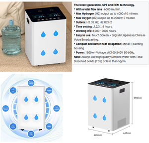 Machine d'inhalation d'hydrogène à commande tactile moderne, 6000 ml, débit réglable, appareil respiratoire à hydrogène pour usage en salon - Product Image 2