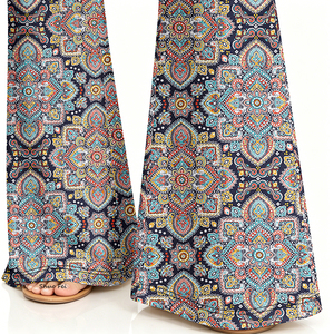 Pantalones <span class=keywords><strong>de</strong></span> yoga acampanados <span class=keywords><strong>de</strong></span> cintura alta para mujer, leggings con estampado digital geométrico <span class=keywords><strong>de</strong></span> mandala, pantalones <span class=keywords><strong>de</strong></span> campana con control <span class=keywords><strong>de</strong></span> abdomen, ropa deportiva para entrenamiento - Product Image 4