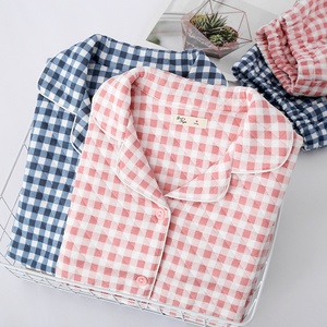 Conjunto de Pijamas Casuais para Casal Outono Inverno Vermelho Simples Xadrez Algodão Acolchoado de Manga Longa para Homens e Mulheres - Product Image 2