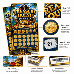 High Quality Security Printing <b>Treasure</b> Theme Instant Scratch Cards Offset Paper Digital Printing Serial Number Lottery Ticket - Product Image 4