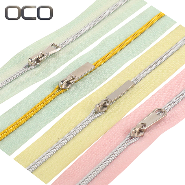 OCO Wholesale Eco-Friendly 3# Plastic Nylon Continuous Chains Auto Lock Slider Long Zippers Custom Logo for Tent Accessories