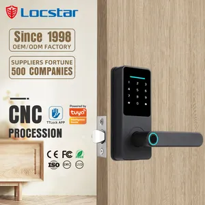Locstar 2024 ล็อคมอเตอร์อิเล็กทรอนิกส์คีย์บอร์ดดิจิตอลแอพสมาร์ทโฟนรหัสผ่านลายนิ้วมือล็อคประตูดิจิตอล