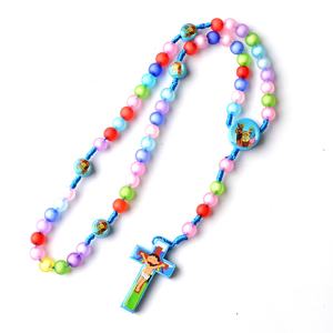 어린이용 핑크 만화 아크릴 가톨릭 묵주 20인치 남아 여아용 코드 묵주 - Product Image 5