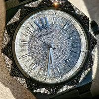 Montre-bracelet pour femme, cadran argenté, acier inoxydable noir, bracelet de 22 mm, chronographe à aiguilles, mouvement à quartz, index des heures en forme de barre