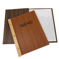 Menu personnalisé A4 en similicuir grain de bois pour hôtels et restaurants, avec clip pour menu de restaurant et livre de recettes à texture bois
