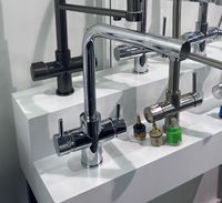 Robinet de cuisine moderne en laiton chromé à double poignée et douchette extractible, 5 fonctions, couleur personnalisable, pour pièces de filtre à eau