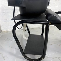 Fauteuil de lavage moderne noir économique pour salon de beauté, avec bac à shampoing intégré, pour salon de coiffure et barbier