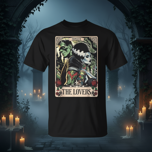 T-shirt avec carte de tarot Le Monstre Frankenstein et la Mariée Les Amoureux - Product Image 3