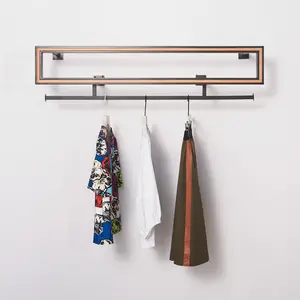 Montaje en pared estante de los niños tienda de ropa Interior muebles de diseño colgante Polo pesado ropa Rack percha