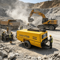 Compresseur d'air portable XAS137DD, type vis diesel, pression 8 bars, pour travaux d'ingénierie, sablage, carrière