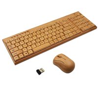 Clavier et souris sans fil en bambou naturel écologique fabriqués à la main dans le Jiangxi, combo clavier et souris en bambou 2,4 GHz avec 2 pavés numériques