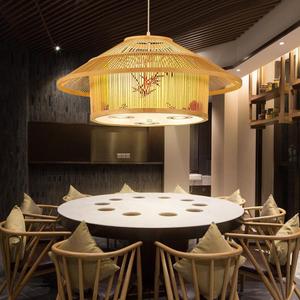 โคมไฟแขวนไม้ไผ่ทรงกลม E27 LED หัวเดียว สำหรับร้านอาหาร ห้องส่วนตัว โฮมสเตย์ ร้านค้า - Product Image 1