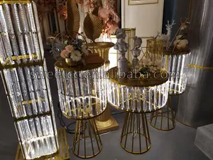 Móveis modernos ouro cristal sobremesa mesa banhado aço inoxidável para decoração de casamento