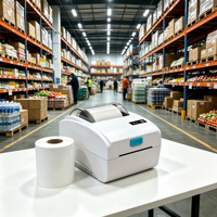 Printer Resi POS Barcode Thermal Langsung 80mm 3 Inci dengan Pencetakan Stiker Genggam Nirkabel IOS Android