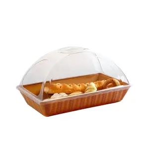 Couvercle de gâteau en plastique transparent couvercle de dessert de pain couverture de nourriture de cantine avec 2 coupes d'extrémité