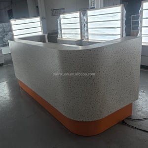 Mostrador de Recepción Comercial Moderno, Mesa de Recepción <span class=keywords><strong>para</strong></span> Oficinas, Vestíbulos, Salones, Clínicas, Tiendas Minoristas, Centros Comerciales, MDF y Metal - Product Image 6