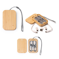 Caja de almacenamiento multifuncional de Cable Usb tipo C de datos de carga rápida para organizar llavero de Cable de carga con carcasa de Cable de Bambú