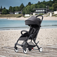 Poussette pliable légère en lin et alliage d'aluminium avec dossier réglable et système de freinage double