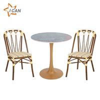 Mobilier d'extérieur commercial Hôtel Restaurant Café Table à manger en rotin et chaises Ensemble de jardin