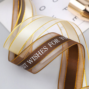 Satin Ribbon Best Wishes For You Printed Birthday Gift Decoration Ribbons 5A01 Solid Color Japan South Korea Style - Product Image 3