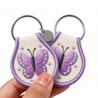 Porte-clés brodé personnalisé motif fleur mignonne, breloque de sac en tissu personnalisée pour sac fourre-tout, cadeau pour amoureux des animaux, fabricant