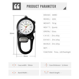 SKMEI 2232 Clip sur montre à Quartz sac à dos Fob ceinture lueur dans le noir montre de poche unisexe avec cadran blanc pour médecins infirmières - Product Image 5