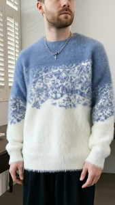<span class=keywords><strong>Pull</strong></span> Homme Dégradé Doux et Moelleux - Chandail Tricoté Effet Vison, Haut Hiver Chaud avec Blocs de Couleurs et Texture Confortable pour un Style Décontracté et Élégant - Product Image 4