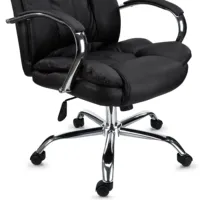 Chaise de bureau de direction à dossier haut en cuir PU, chaise de bureau ergonomique pour manager avec accoudoirs en métal chromé