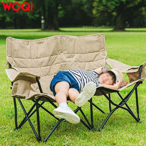 Silla plegable doble para exteriores Woqi, color gris, con portavasos y bolsa de transporte para picnics en la playa - Product Image 5