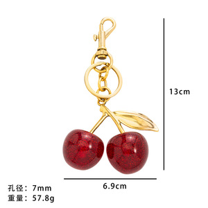 Lindo Llavero LED 3D de Cereza Roja de Cristal, Colgante de Frutas de Verano para Mujer, Accesorio para Bolso, Regalo - Product Image 4