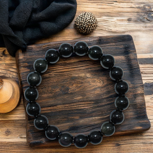 All'ingrosso braccialetto di ossidiana nero naturale per le donne e gli uomini rotondi 4/6/8/10/12/14/16mm <span class=keywords><strong>perline</strong></span> di pietra gioielli da sposa - Product Image 6