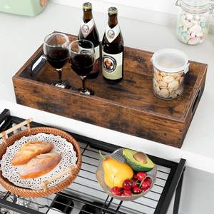 รถเข็นไม้สไตล์อุตสาหกรรมวินเทจทันสมัยสำหรับบ้านโรงแรมที่มีล้อโลหะสำหรับวางไวน์ - Product Image 3