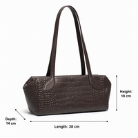 Sac fourre-tout à bandoulière en cuir de vachette gaufré croco pour femme, sac à main vintage à poignée supérieure motif croco OEM ODM