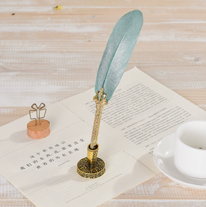 Stylo à plume de luxe décoratif avec plume, pour cérémonie de mariage, signature, logo personnalisé, papeterie souvenir, encre fluide, écriture professionnelle - Product Image 5