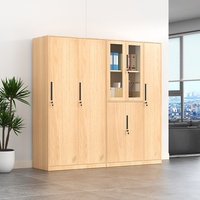 Armoire de rangement métallique 4 portes à verrouillage par pousser-tirer, motif bois, pour sacs de sport, vestiaire personnel, dortoir et salle de sport