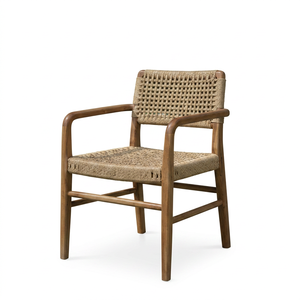 Fauteuil en rotin et bois de teck, fait main, style scandinave, écologique, imperméable, durable, pour intérieur/extérieur, restaurant, hôtel - Product Image 1
