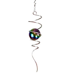 Stainless Steel Gazing <b>Ball</b> Wind Spinner with Spiral Tail Decorative Hanging Swivel Hook for Garden Ornamentation - Product Image 1