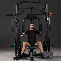 Power Cage Squat Rack avec barre Smith, systèmes de tirage LAT, machine à croisement de câbles et fixation de câbles pour salle de sport à domicile