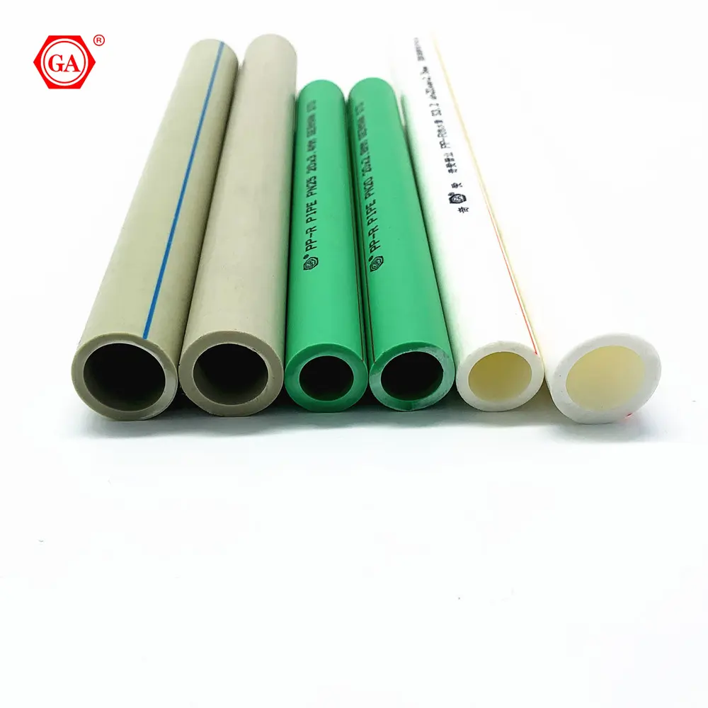 Tubería de agua de la marca GA, tubería de agua de 20mm-80mm, 110MM, 160MM, tubería de plomería PN20 PN25, color verde, blanco y gris