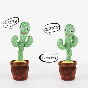 Vendita calda carino vaso di fiori farcito Twisting Cactus Dancer Doll Talking Singing Dancing Cactus Skin peluche