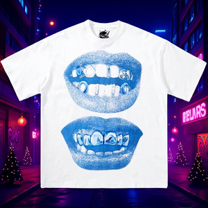 Camiseta Gráfica Blue Lips Grillz, Estilo Boxy, Oversize, Streetwear Y2K, Divertida, Regalo de Navidad - Product Image 3
