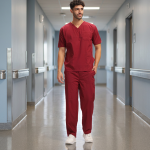 Customizable Summer Spandex Men's <b>Doctor</b> Scrub <b>Set</b> OEM Nursing Lab Wear Hospital Medical Dental Uniforms Twill Fabric Silk - Product Image 3