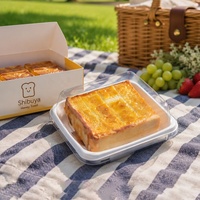 Barquettes d'emballage carrées personnalisées pour pâtisseries, en papier, avec couvercles transparents en plastique, pour desserts, biscuits et gâteaux
